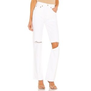 RE/DONE Originals White w/ Rips Distressed 90s High Rise Loose Jeans NWT Size 26